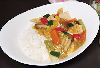 メカとカレーのあんかけ in 6品目野菜